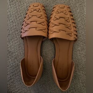 Caslon Women's Brown Leather Woven Flats - Size 10